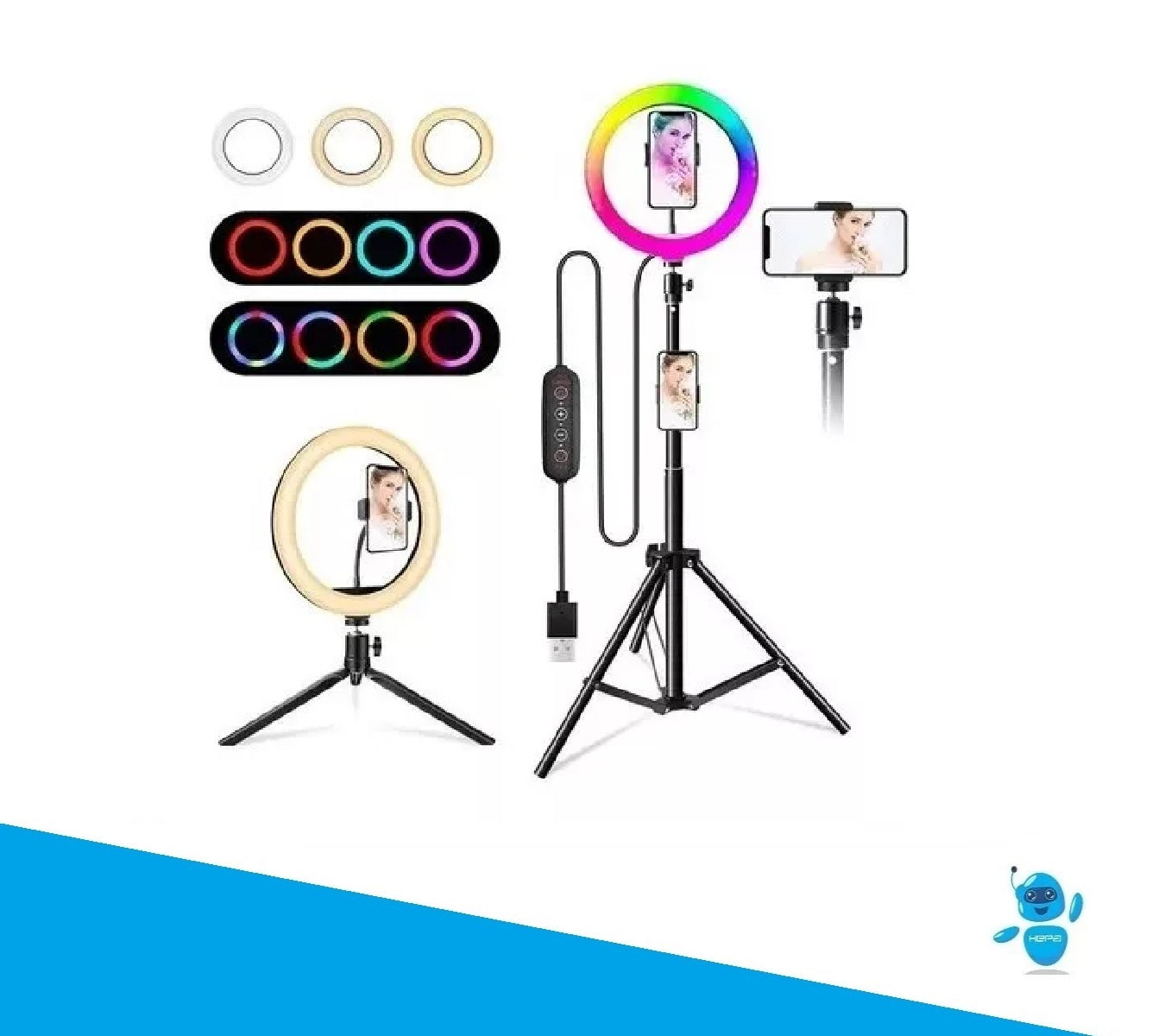 Aro De Luz Rgb De 26 Cm, Con Trípode