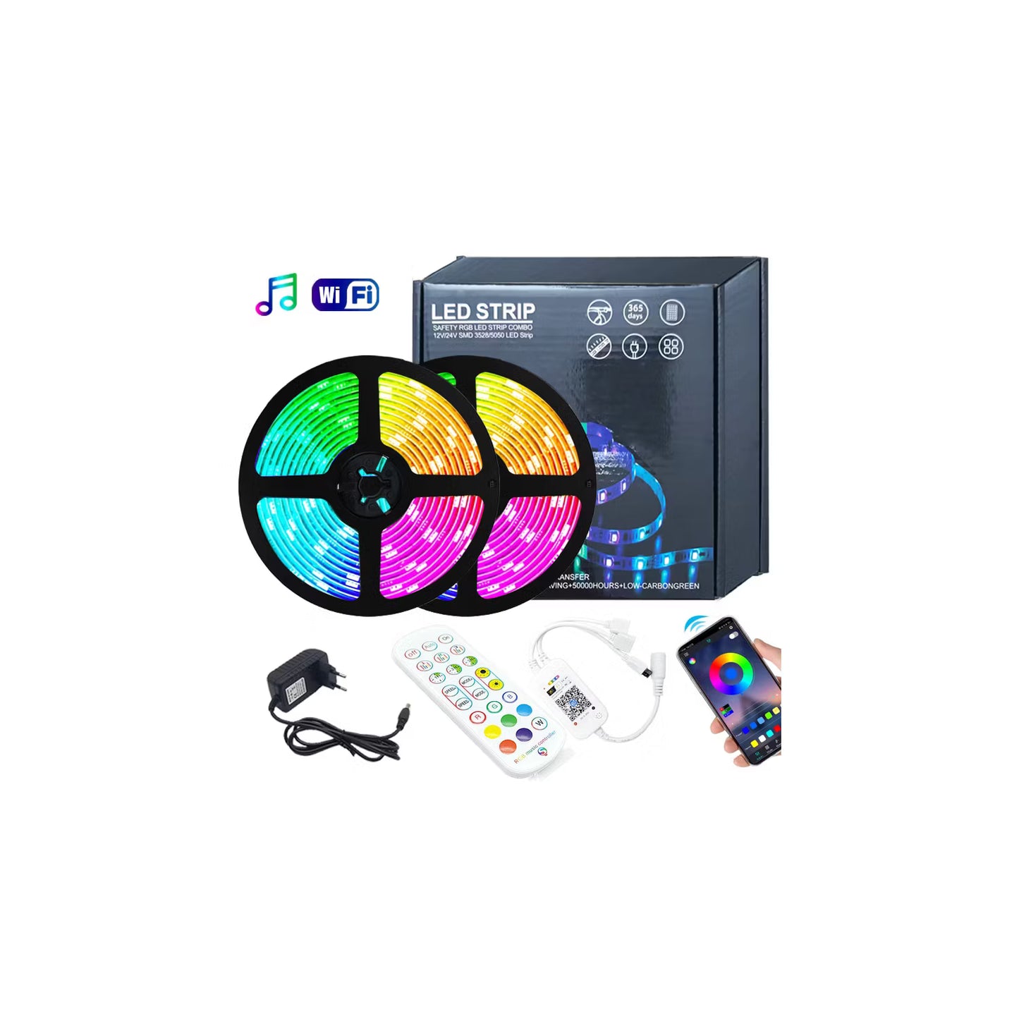 Cinta LED RGB 5m control, bluetooth
