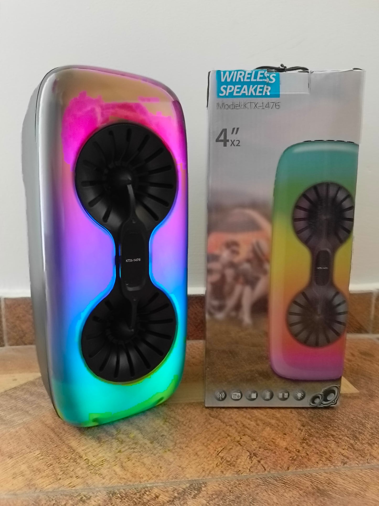 parlante 4x2 pulga ktx (luz led colores)